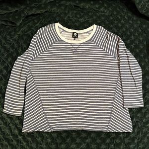 JNY Women’s Blue White Striped Crew Neck Sweatshirt, Size 1X